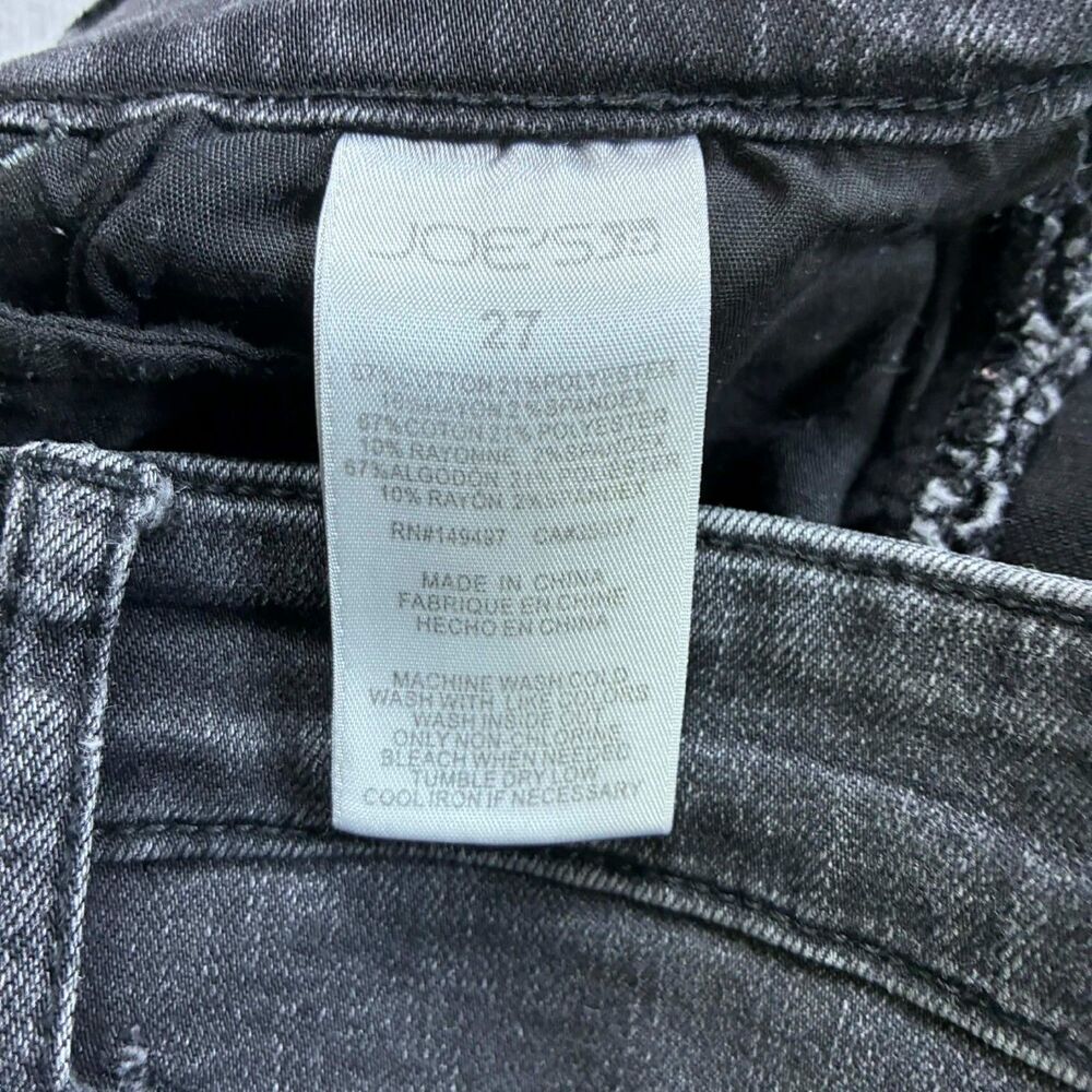 Joe’s Jeans Women 27 Bootcut Black Wash Cropped Raw Hem Stretch Denim Frayed - Picture 4 of 8